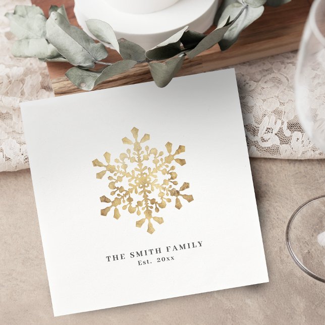 Schneeflocken-Imitate Weihnachten Serviette (Artistic snowflake faux gold Christmas Napkins)