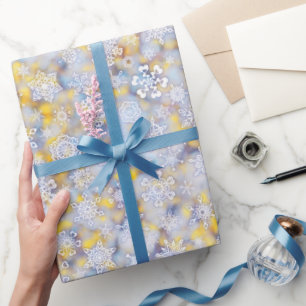 Schneeflocken in der Stadt Geschenkpapier
