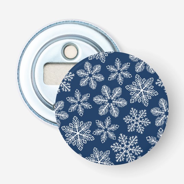 Schneeflocken in dunkelblau flaschenöffner (Vorderseite)