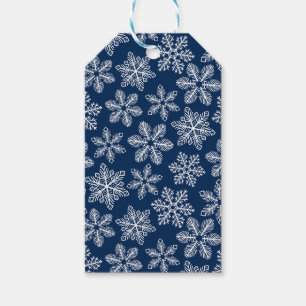 Schneeflocken in dunkelblau geschenkanhänger