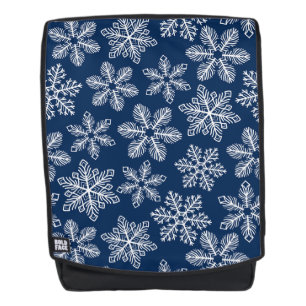 Schneeflocken in dunkelblau rucksack