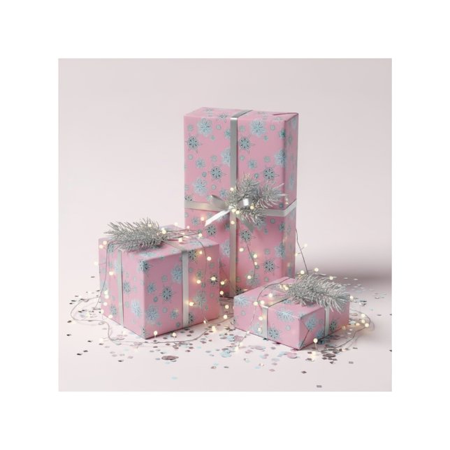 Schneeflocken in hellrosa geschenkpapier (Von Creator hochgeladen)