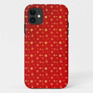 Schneeflocken in Rot iPhone 11 Hülle