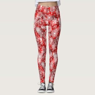 Schneeflocken in Rot Leggings