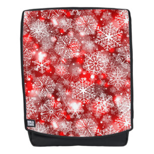 Schneeflocken in Rot Rucksack