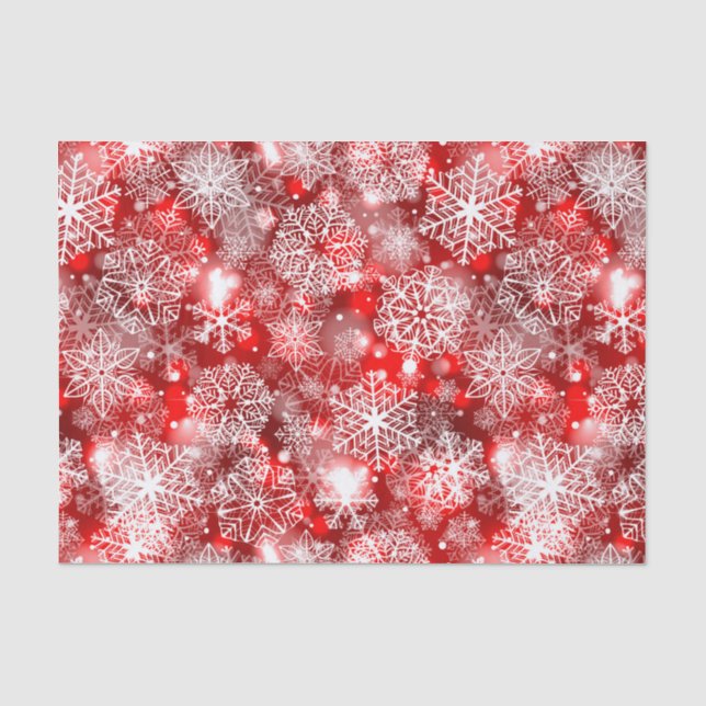 Schneeflocken in Rot Seidenpapier (Vorderseite)