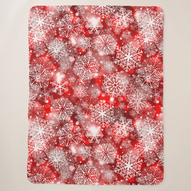 Schneeflocken in Rot Sherpadecke (Vorderseite)