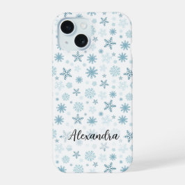 Schneeflocken in verschiedenen Schattierungen des  iPhone 15 Hülle