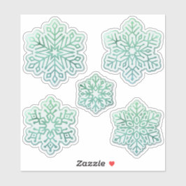 Schneeflocken Iridescent Winter Green Aufkleber