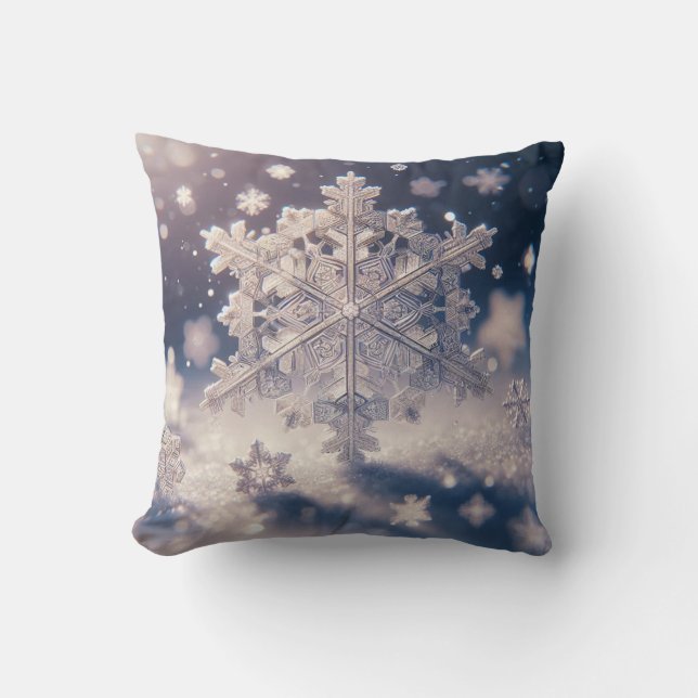 Schneeflocken / Kanten / Schatten Kissen (Vorderseite)