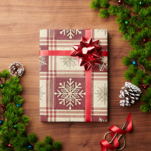 Schneeflocken-Kariert Weihnachten Geschenkpapier