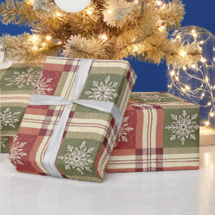 Schneeflocken-Karo Geschenkpapier