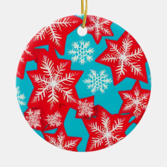 Schneeflocken Keramik Ornament (Vorne)