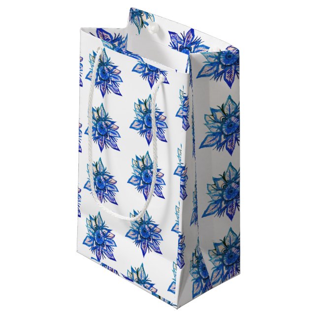Schneeflocken Kleine Geschenktüte (Vorderseite Schrägansicht)