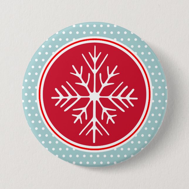 Schneeflocken-Knopf Button (Vorderseite)