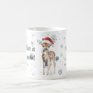 Schneeflocken Lass es schneien Hirsch Weihnachten Kaffeetasse