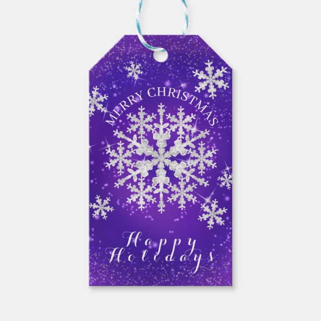 Schneeflocken Lila Geschenkanhänger (Vorderseite)