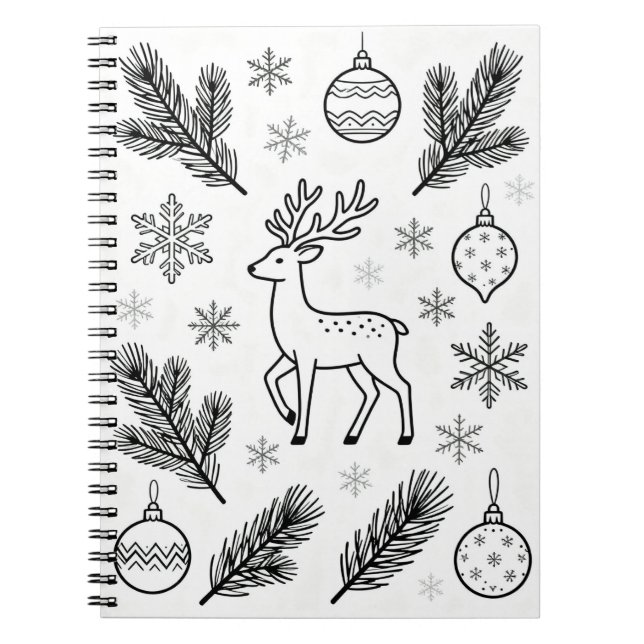 Schneeflocken Line Art Notizbuch Notizblock (Vorderseite)