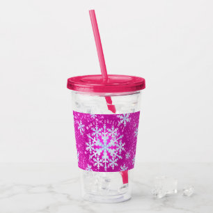 Schneeflocken Magenta White Acrylic Tumbler Acryltrinkbecher