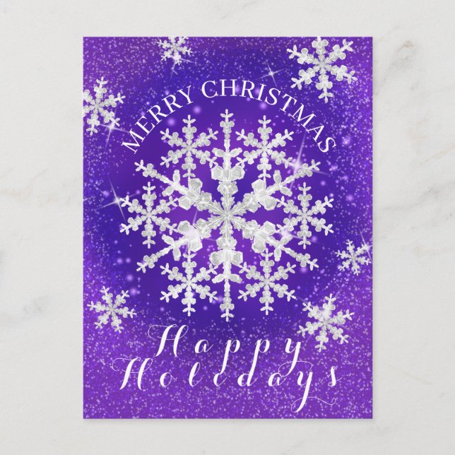 Schneeflocken Magenta White Postkarte (Vorderseite)