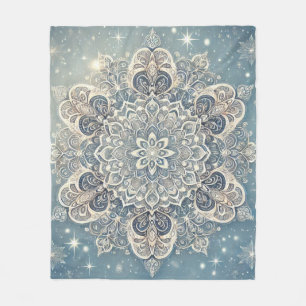 Schneeflocken-Mandala in frostigen Farbtönen 3 Fleecedecke