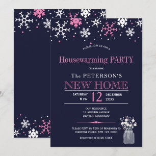 Schneeflocken marinebräunliches Party Einladung