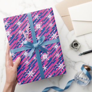 Schneeflocken mischen geometrisches Blau Pink Geschenkpapier