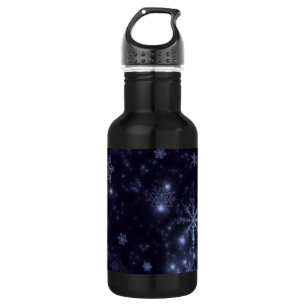 Schneeflocken mit blauem Hintergrund Trinkflasche