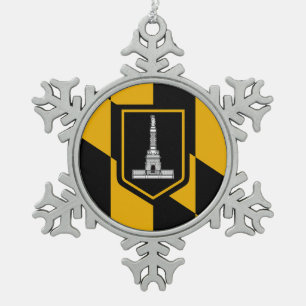 Schneeflocken mit der Baltimore Flagge Schneeflocken Zinn-Ornament