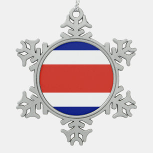Schneeflocken mit der Fahne Costa Ricas Zinn-Ornament