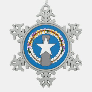Schneeflocken mit der Fahne der nördlichen Mariana Zinn-Ornament