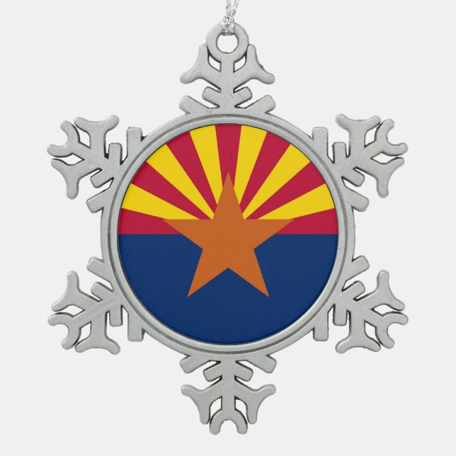 Schneeflocken mit der Flagge von Arizona Schneeflocken Zinn-Ornament (Vorderseite)