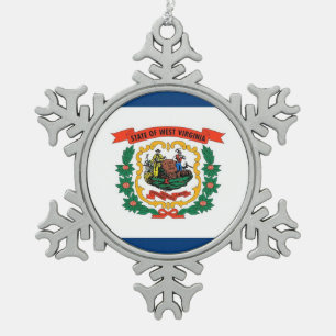Schneeflocken mit der Flagge von West Virginia Zinn-Ornament
