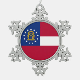 Schneeflocken mit georgischer Flagge Zinn-Ornament