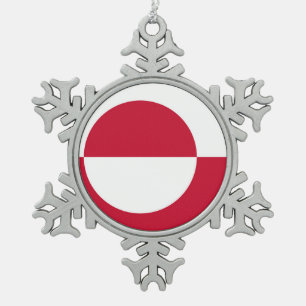 Schneeflocken mit grönländischer Flagge Zinn-Ornament