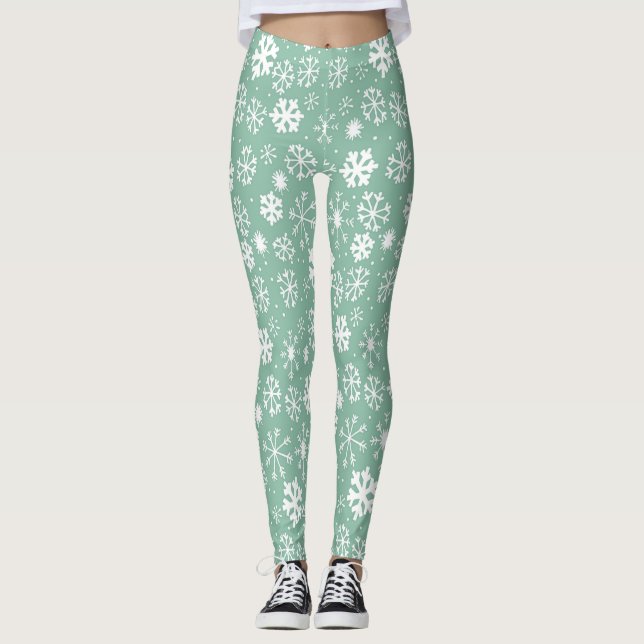 Schneeflocken mit Handzeichen und grünem Sherbert Leggings (Vorderseite)