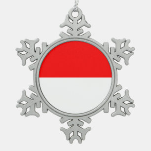 Schneeflocken mit indonesischer Flagge Zinn-Ornament