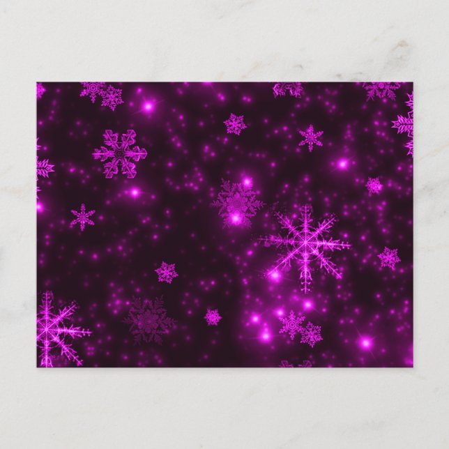 Schneeflocken mit Lila Hintergrund Postkarte (Vorderseite)