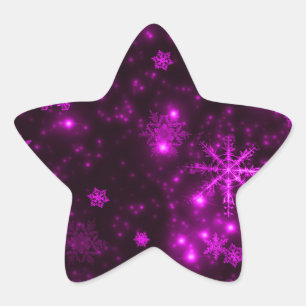 Schneeflocken mit Lila Hintergrund Stern-Aufkleber
