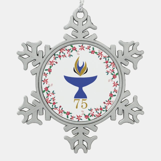 Schneeflocken mit Logos Schneeflocken Zinn-Ornament (Vorderseite)