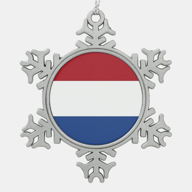 Schneeflocken mit niederländischer Flagge Schneeflocken Zinn-Ornament (Vorderseite)