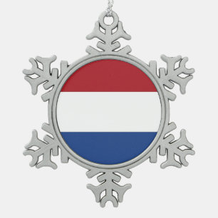 Schneeflocken mit niederländischer Flagge Zinn-Ornament