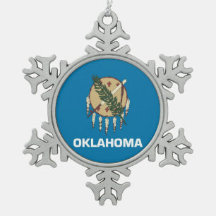 Schneeflocken mit Oklahoma Flag Schneeflocken Zinn-Ornament