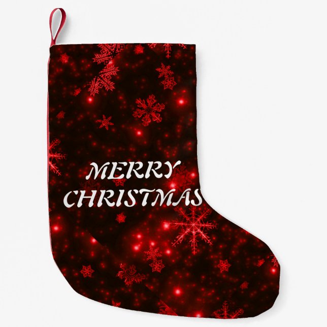 Schneeflocken mit rotem Hintergrund Xmas Strumpf Kleiner Weihnachtsstrumpf (Vorderseite)