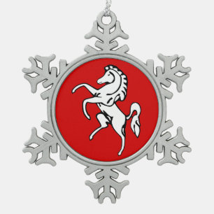 Schneeflocken mit Zinnfahne und Kent Landkreis Fla Schneeflocken Zinn-Ornament