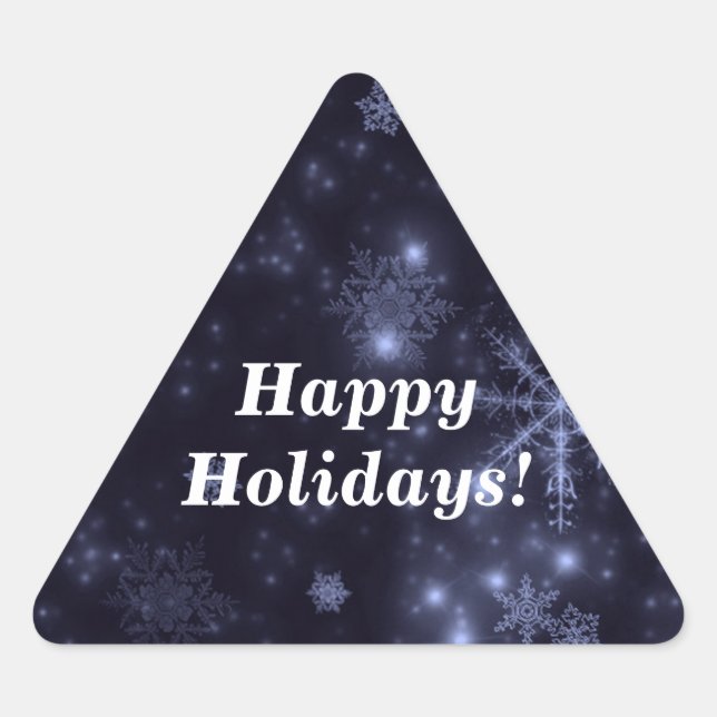 Schneeflocken Mitternachtsblauer Hintergrund Tri S Dreieckiger Aufkleber (Vorderseite)