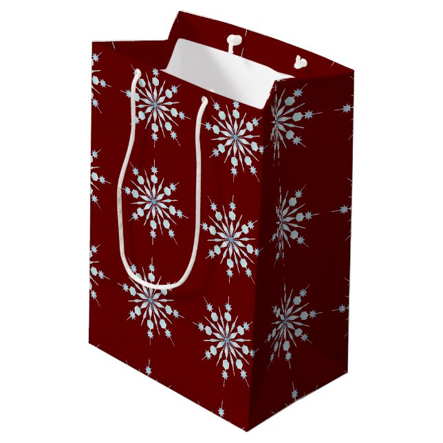 Schneeflocken Mittlere Geschenktüte (Rückseite Schrägansicht)