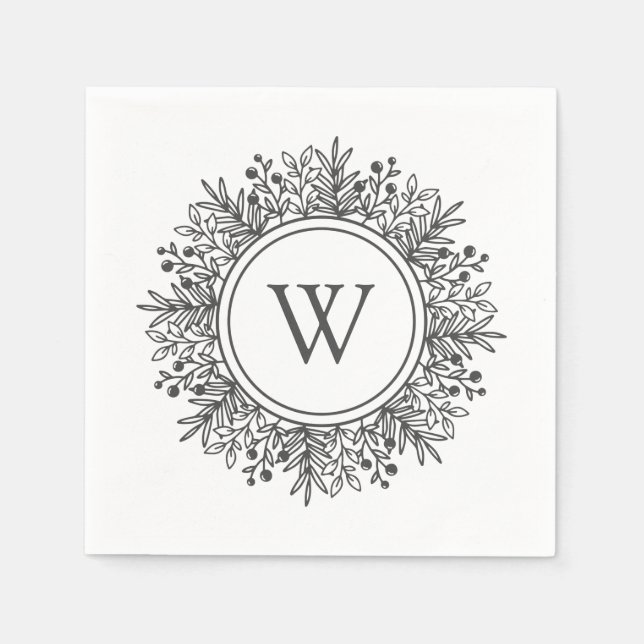 Schneeflocken-Monogramm Serviette (Vorderseite)