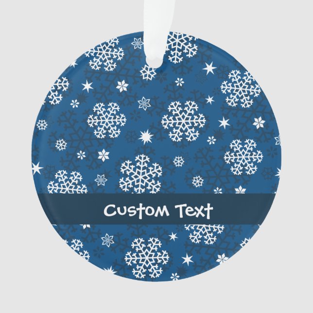 Schneeflocken Muster auf blau Ornament (Vorderseite)
