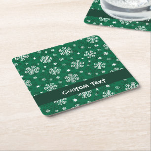 Schneeflocken Muster auf Cadmium Green Rechteckiger Pappuntersetzer